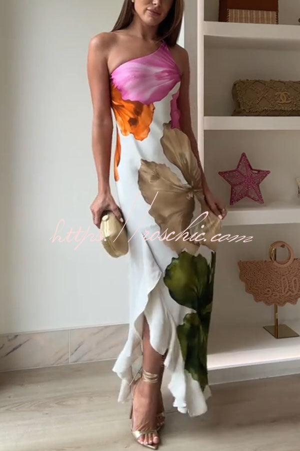 Margot Floral One-Shoulder Maxi Dress White 4
