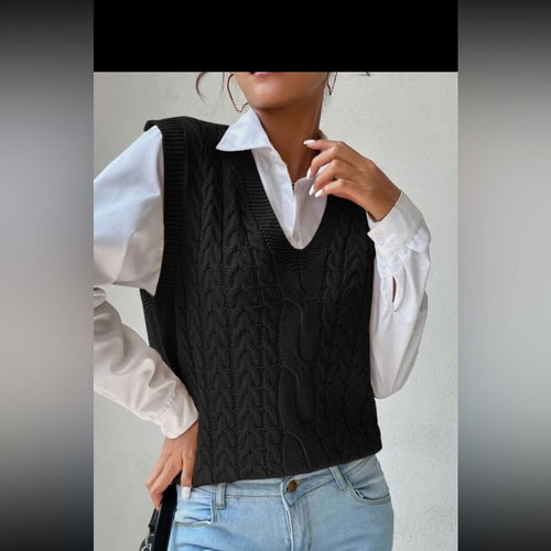 Domino Knit Sweater Vest Black 1