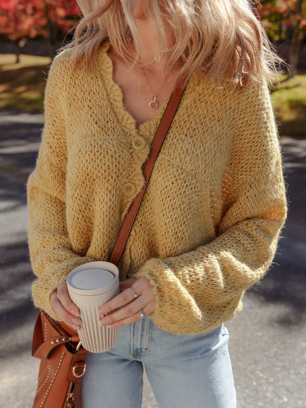Ophelia Scallop Cardigan Camel 5