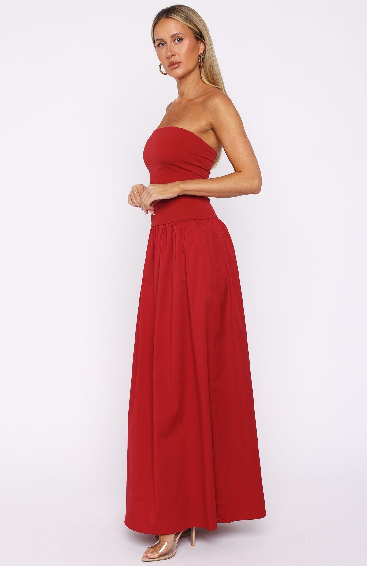 Valentina Silk Maxi Dress in Burgundy 8