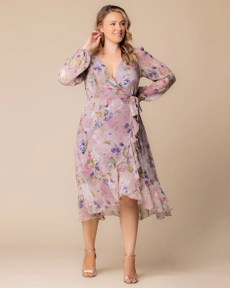 Celestine Metallic High-Low Cocktail Dress Gilded Florals 9