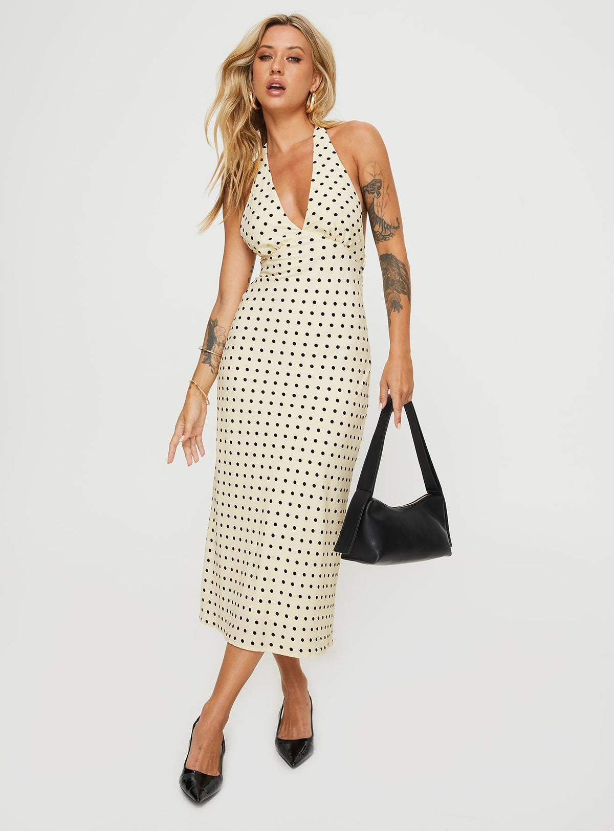 Kimbelle Halter Maxi Dress in Cream Polka Dot Cream / Polka Dot 2