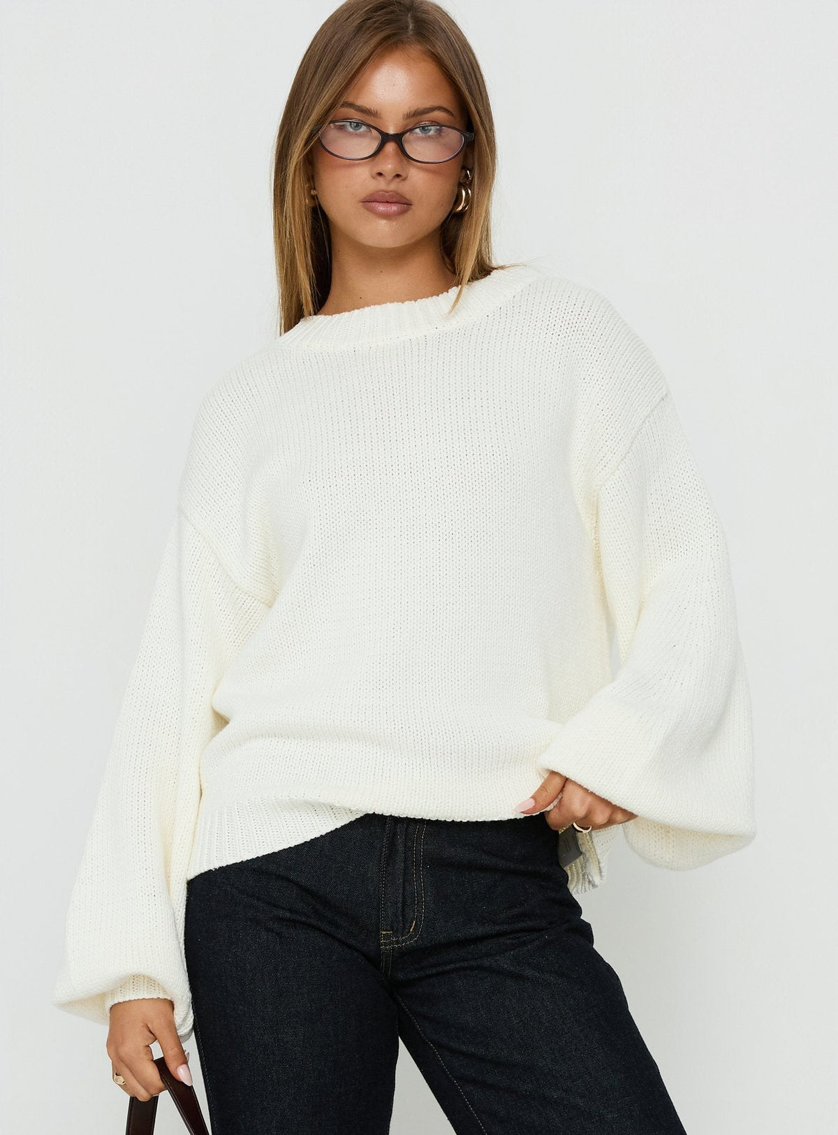Harmony Knit Sweater in Cream White 2