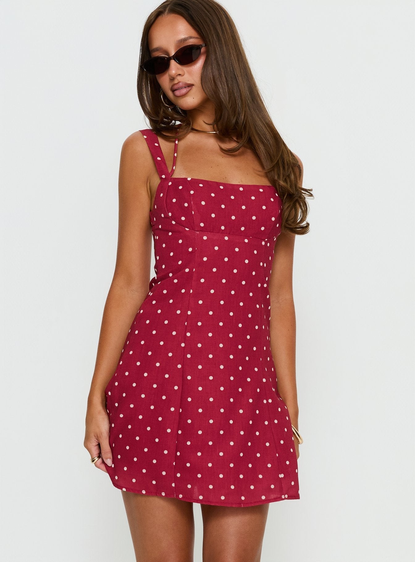 Kourtnae Halter Mini Dress in Red Polka Dot Red Polka Dot 2