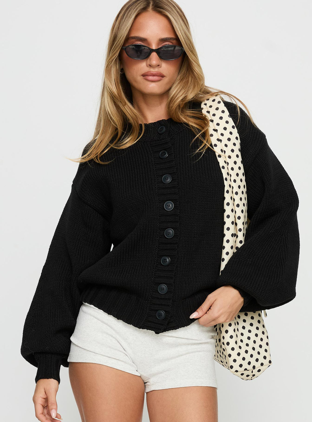 Edern Satin Cardigan in Black Black 2