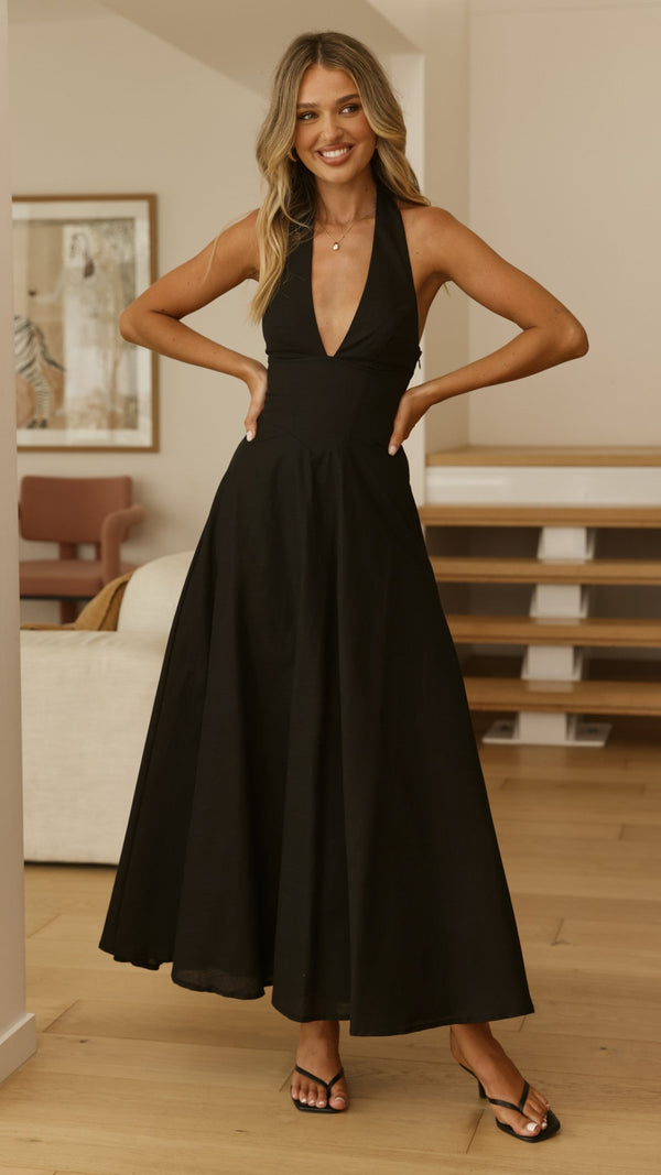 Skye Floral Maxi Dress in Chocolate
