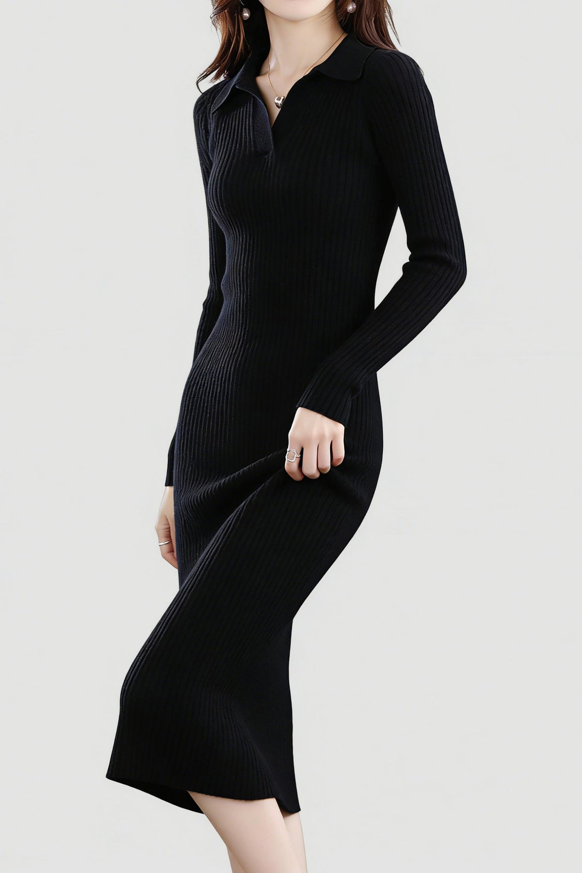 Faye Wool Ribbed Midi Dress Egyptian Blue 7