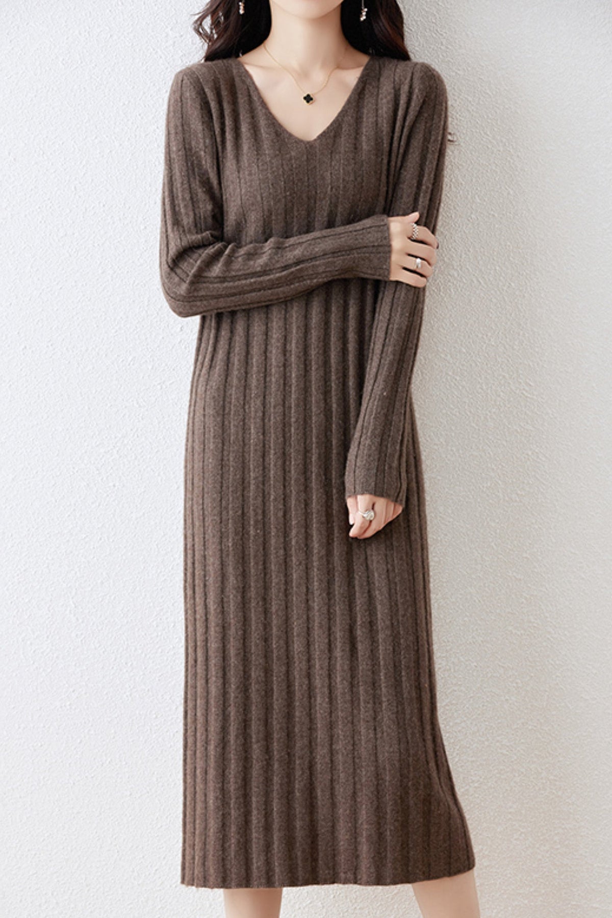 Margot Merino Wool Sweater Dress Brick Red 2