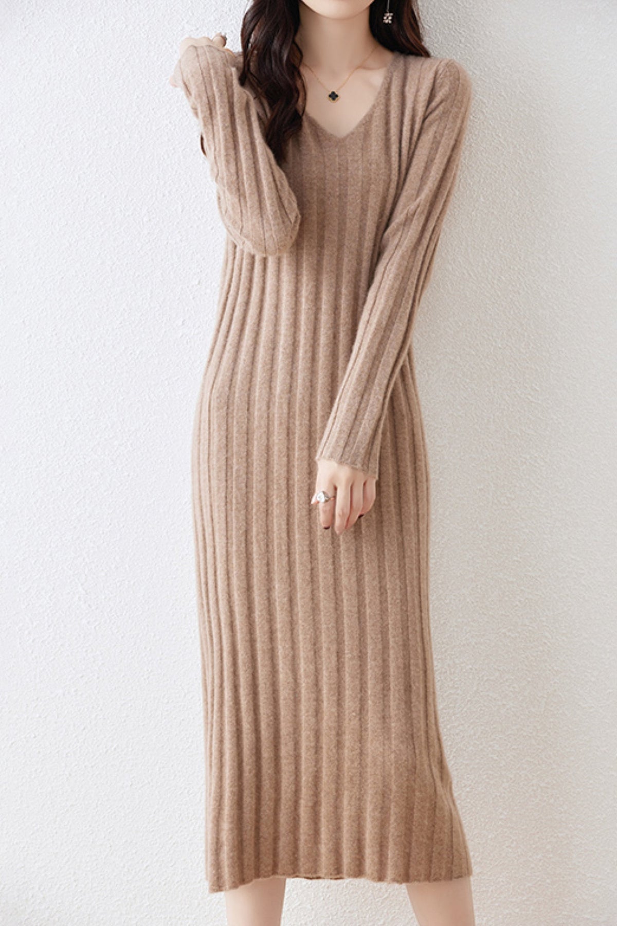 Margot Merino Wool Sweater Dress Beige 6