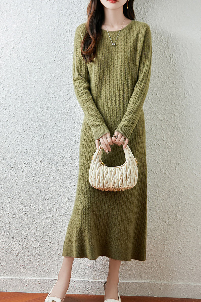 Matilda Cable Knit Sweater Dress Lime Sherbet Green 3