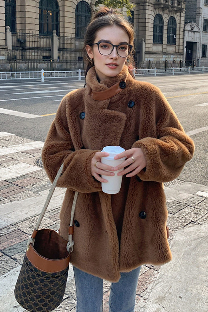 Margot Wool Shearling Teddy Coat Ivory Cream 1