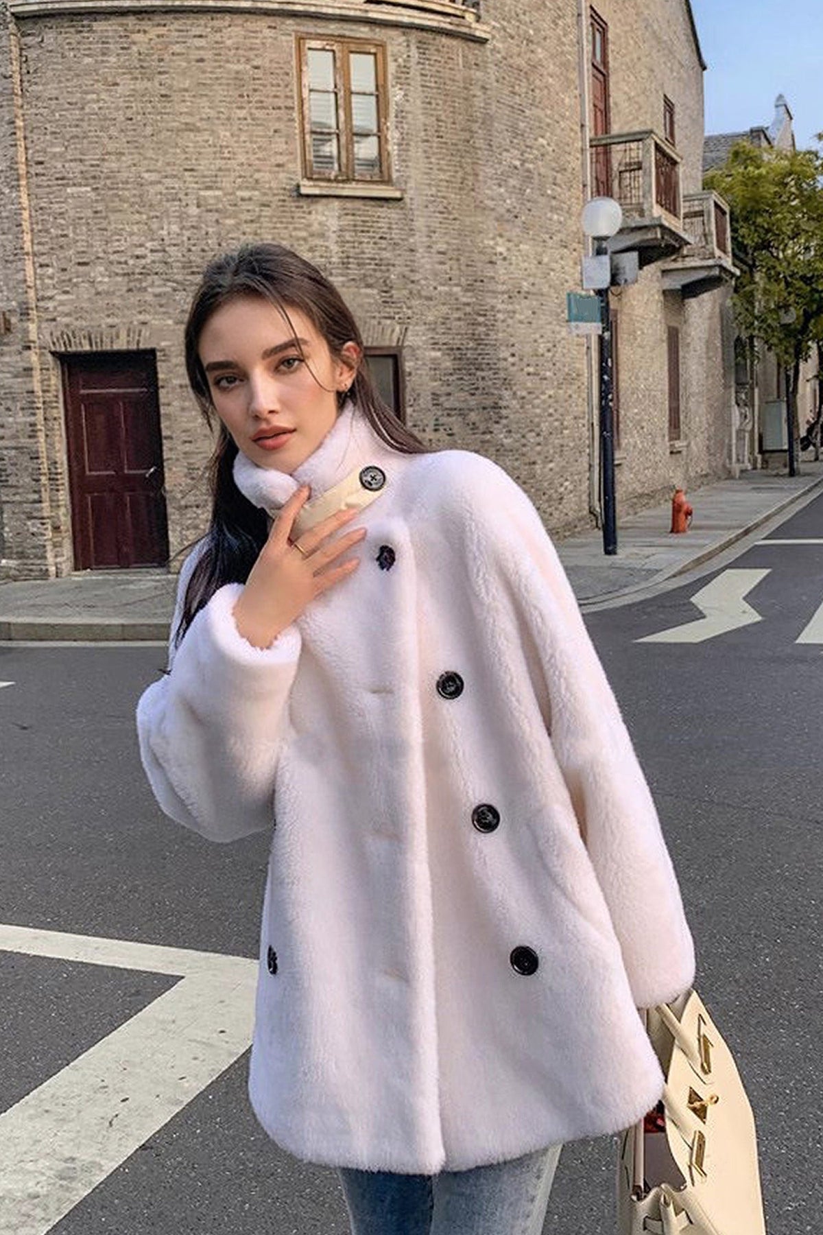 Margot Wool Shearling Teddy Coat Off White 5
