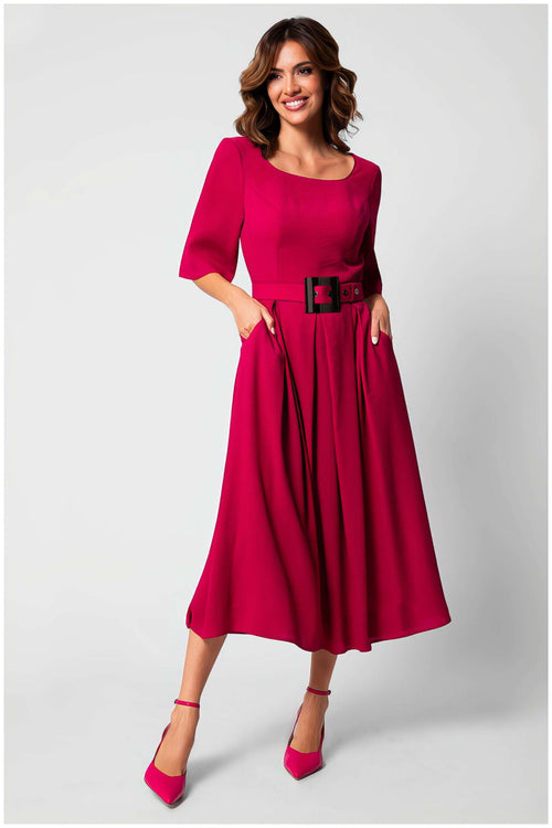 Valentina Belted A-Line Midi Dress 1