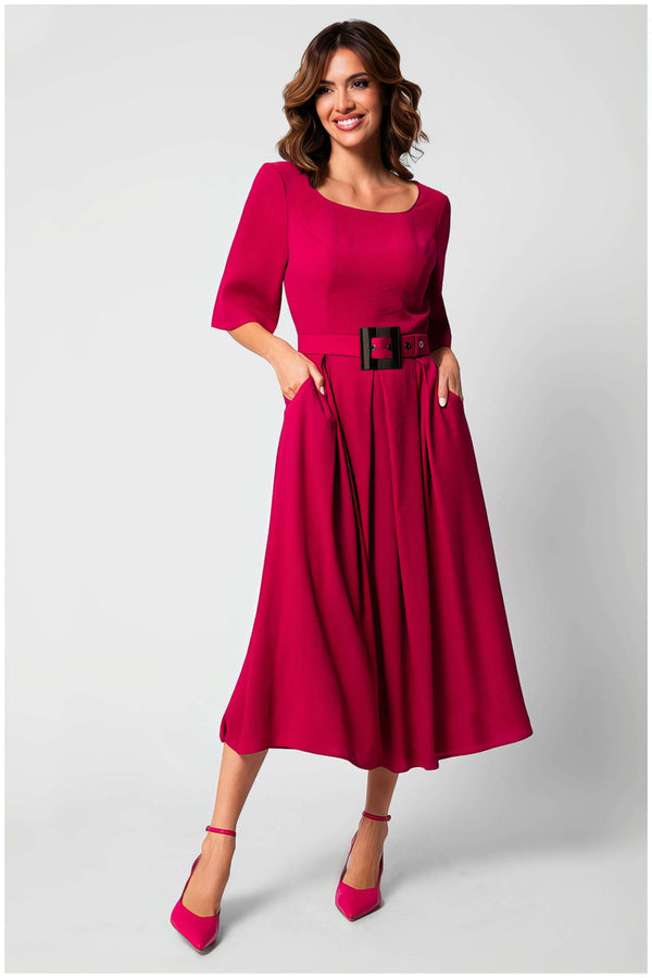 Valentina Belted A-Line Midi Dress