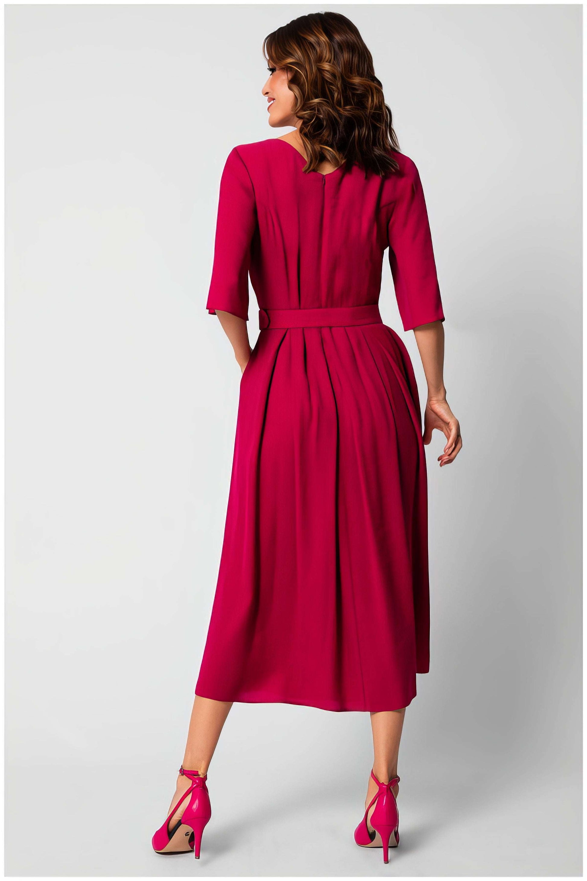 Valentina Belted A-Line Midi Dress 2