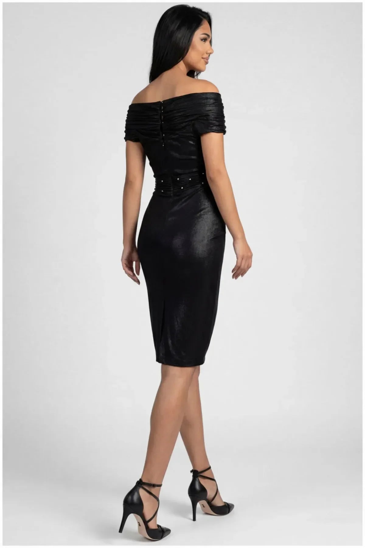 Margot Charcoal Cocktail Dress Shoulder Cocktail Dress, Iris 2