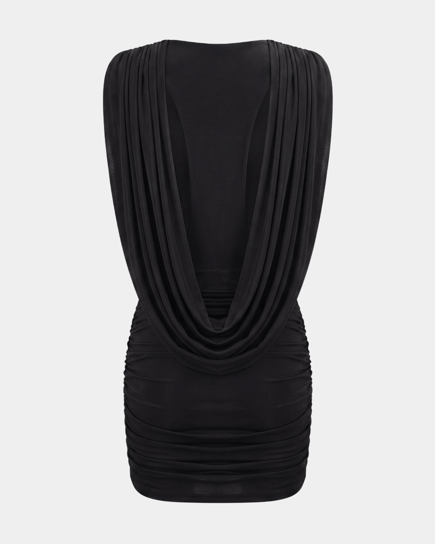 Isabelle Plunge Drape Mini Dress Black 2