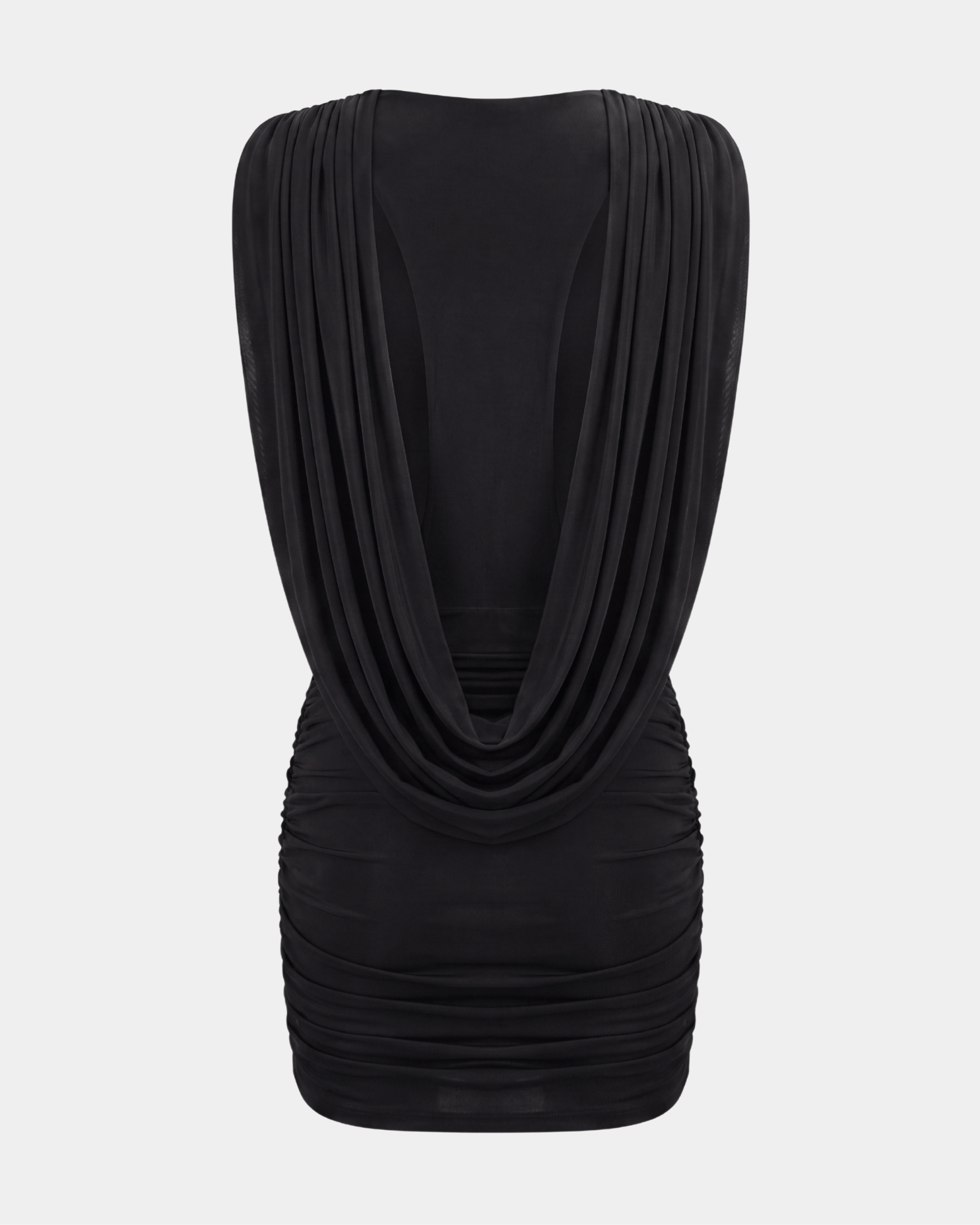 Isabelle Plunge Drape Mini Dress Black 2