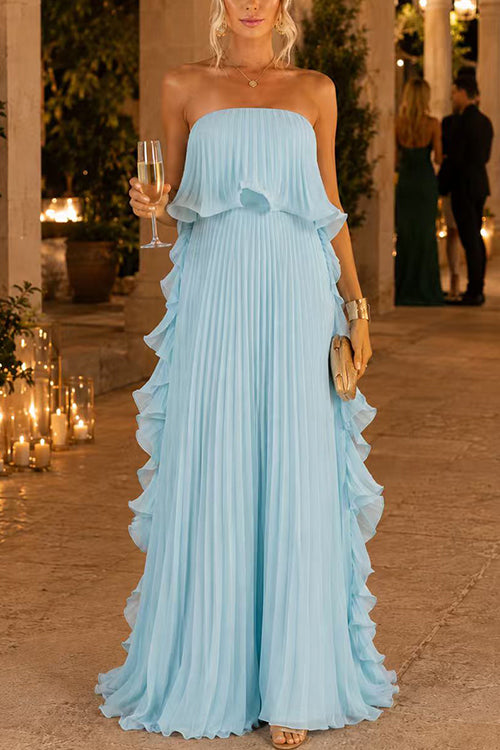 Margot Strapless Ruffle Maxi Dress Azure 5