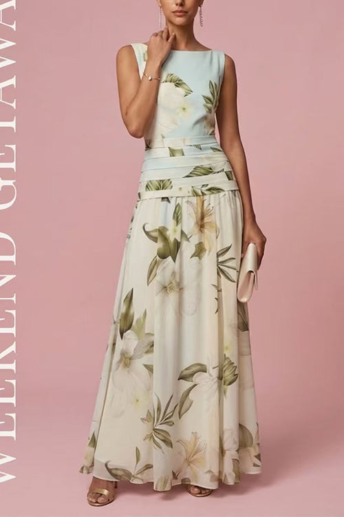 Margot Floral Linen Maxi Dress Pink 10