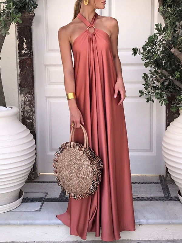 Arabella Halter Backless Maxi Dress ORANGE 5