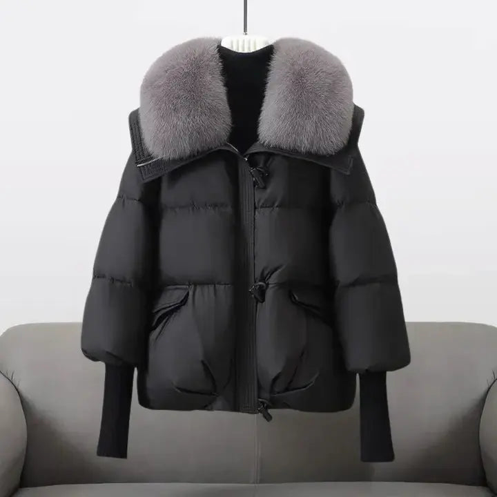 Christina Faux Fur Collar Winter Jacket White 1