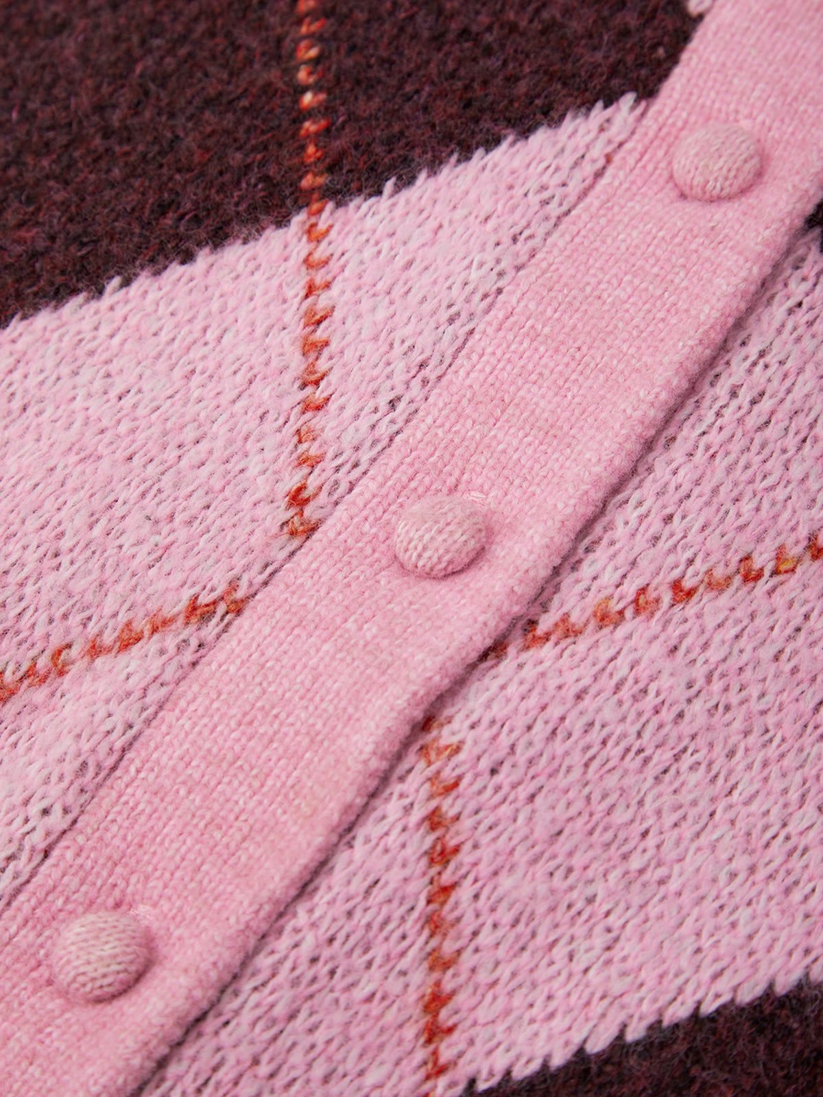 Parker Diamond Check Crewneck Cardigan Pink Combo 5
