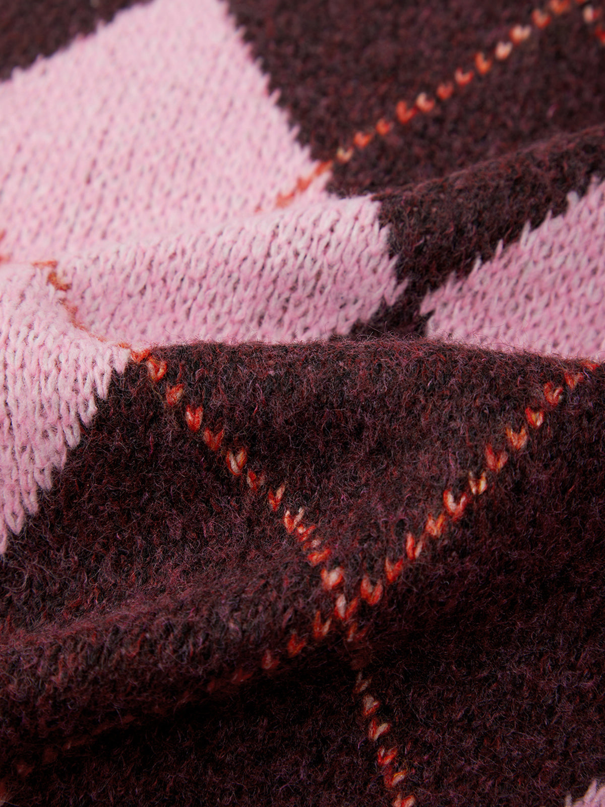Parker Diamond Check Crewneck Cardigan Pink Combo 6