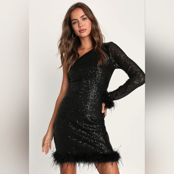Desire Sequin Mini Dress Black 1