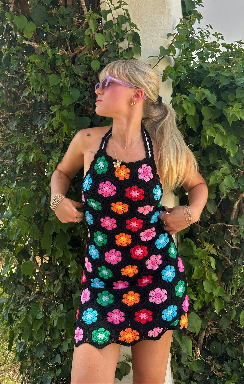 Valentina Crochet Halter Mini Dress 3