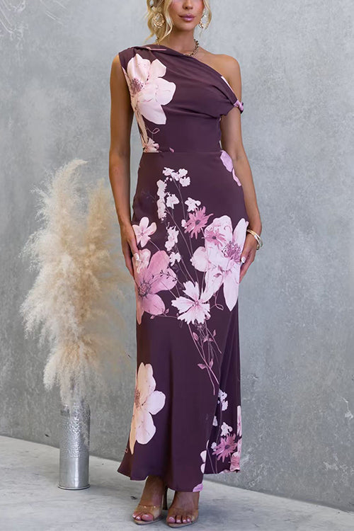 Isabelle Asymmetrical Floral Maxi Dress Purple 3