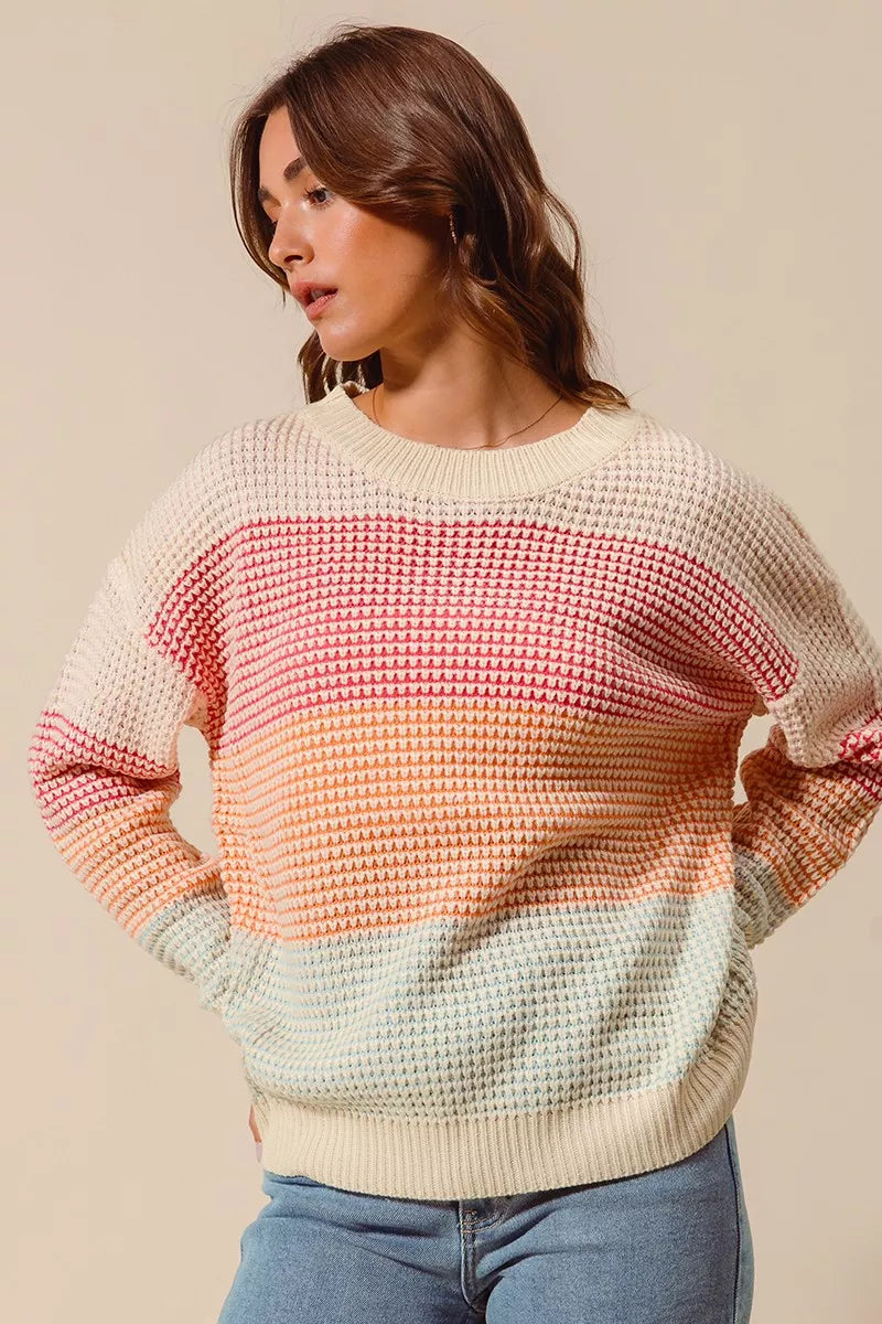 Margot Knit Sweater in Oatmeal Colorblock OATMEAL COMBO 6