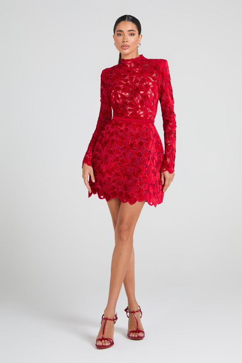 Lydia Red Velvet Dress Red 1