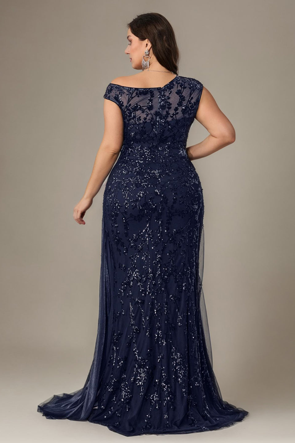 Margot Sequin One-Shoulder Dress in Navyblue Purple 2