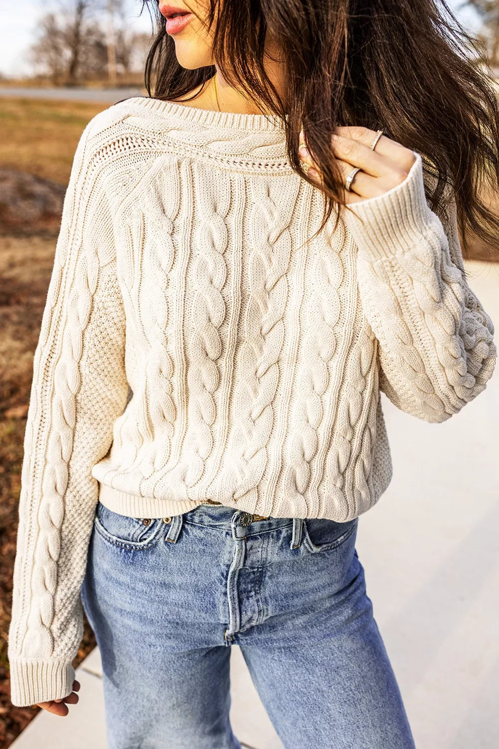 Margot Cable Knit Sweater Cream 7