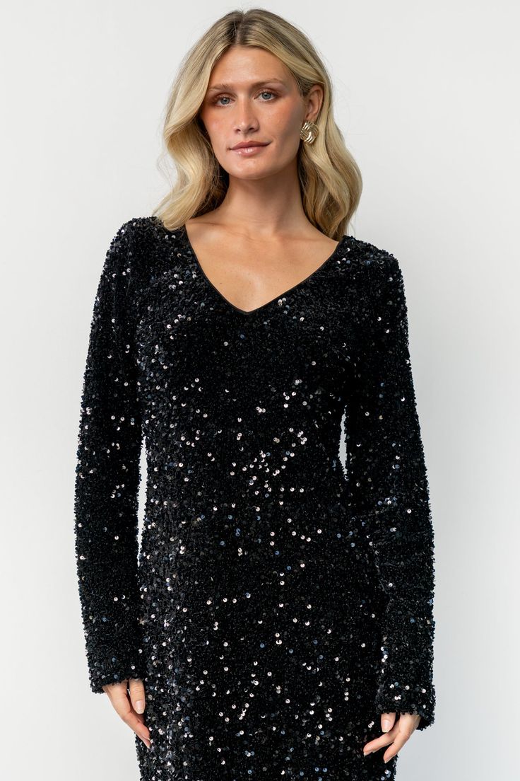 Mira Sequin Mini Dress Black 1