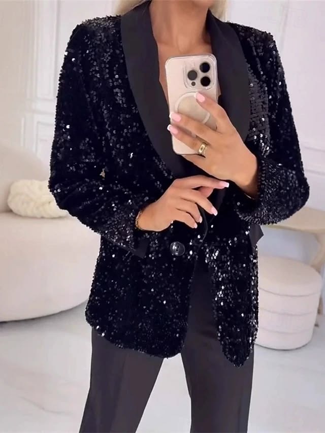 Isabelle Sequin Blazer Black 1
