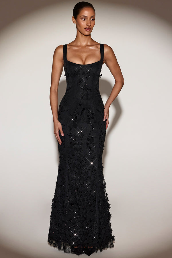 Celestine Appliqué Corset Gown in Blush