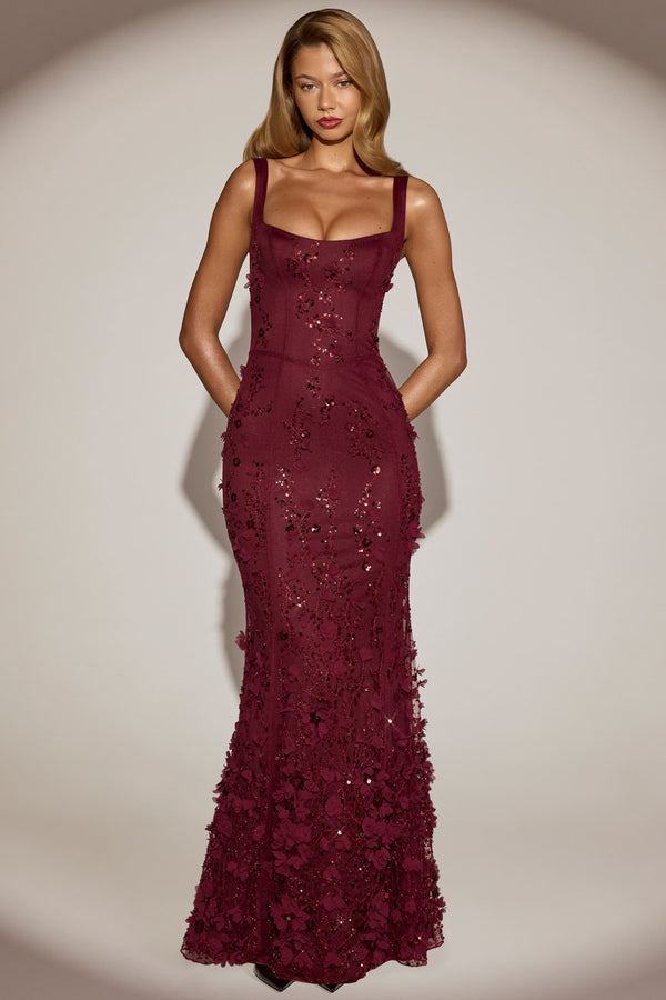 Celestine Appliqué Corset Gown in Blush