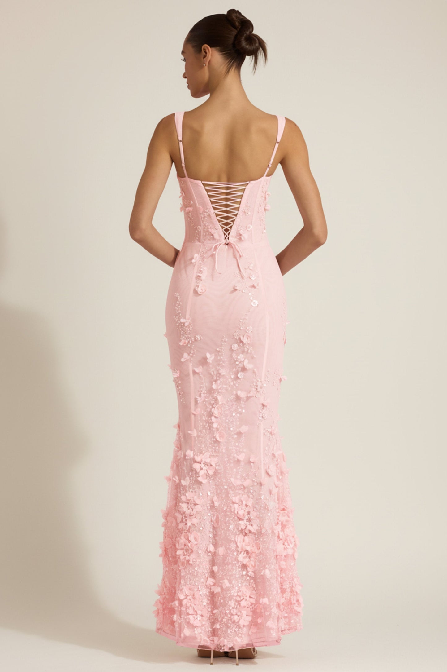 Celestine Appliqué Corset Gown in Blush Scoop Corset Gown in Pink 2