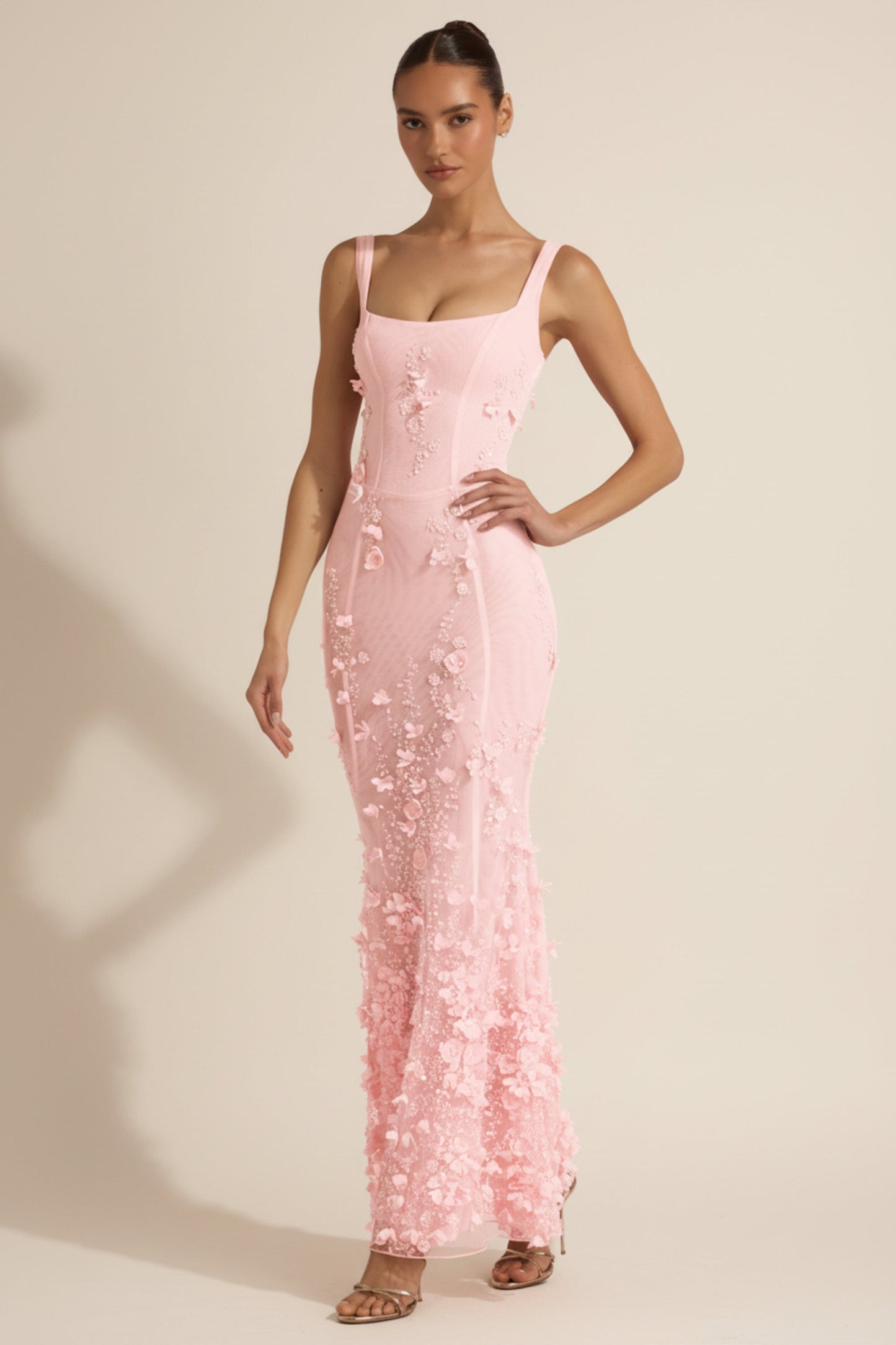 Celestine Appliqué Corset Gown in Blush Scoop Corset Gown in Pink 7