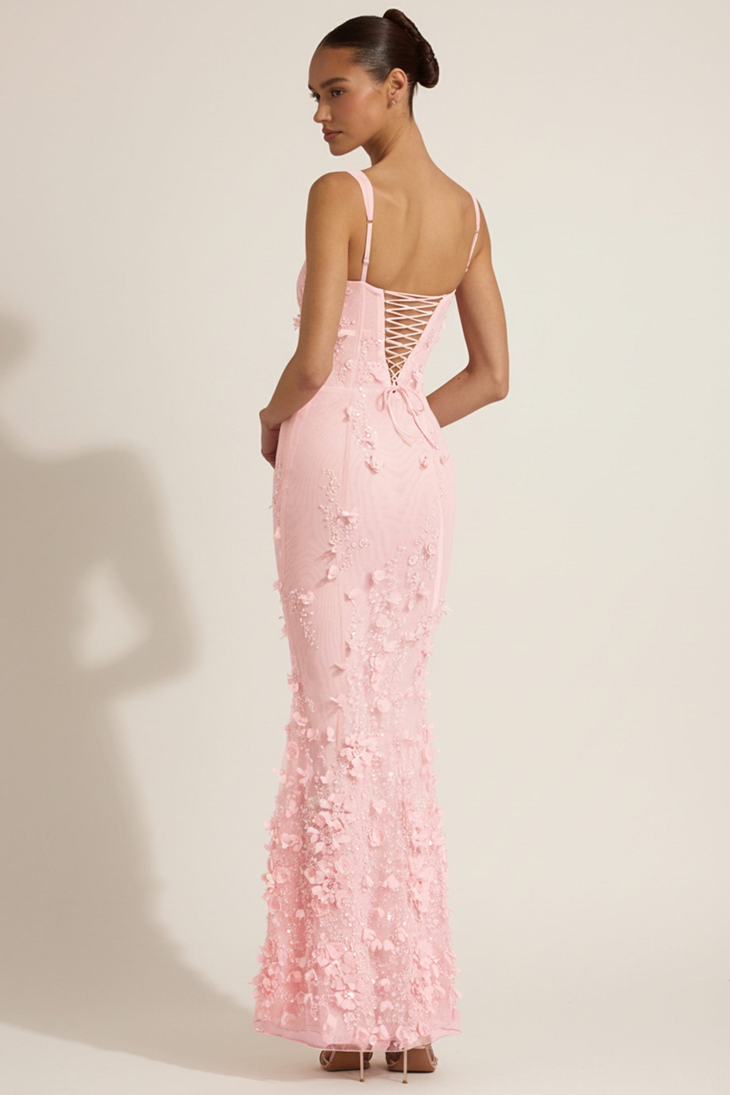 Celestine Appliqué Corset Gown in Blush Scoop Corset Gown in Pink 6