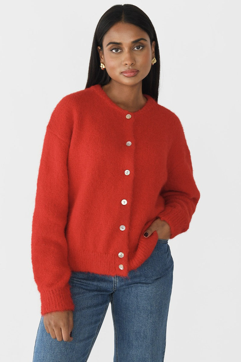 Margot Cardigan in Soft Gray White 5