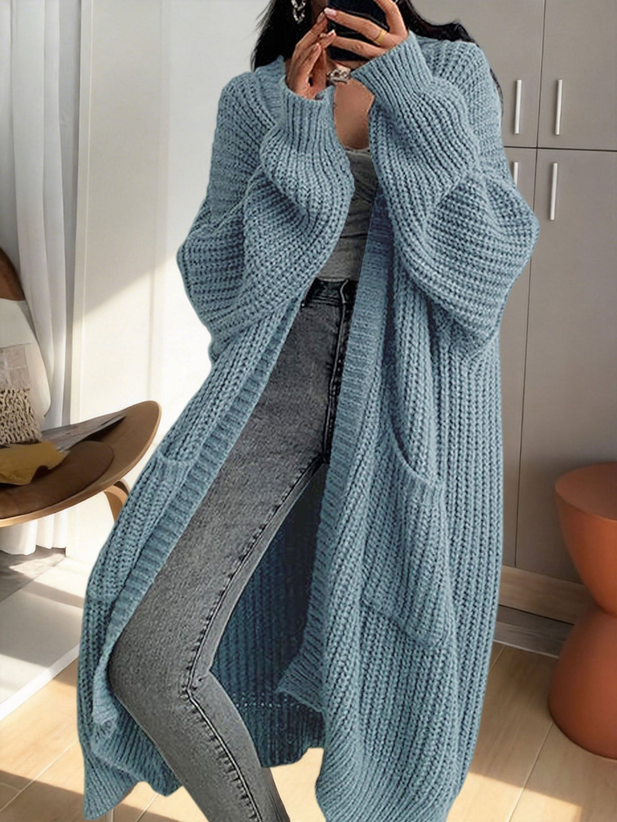 Isadora Linen Longline Cardigan Apricot 7