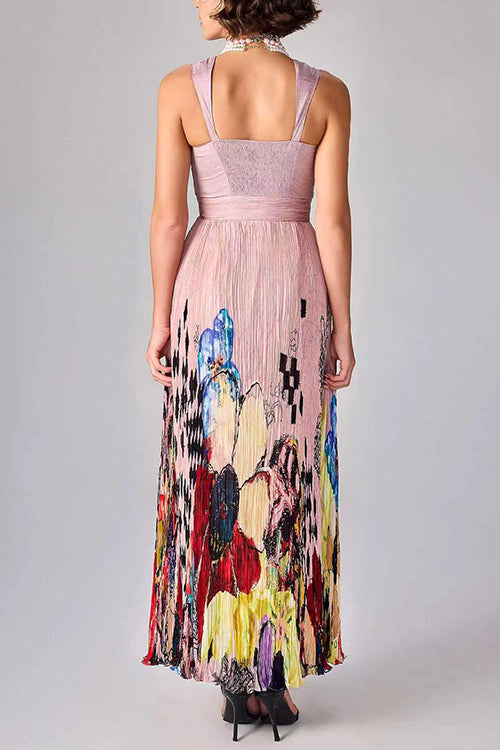 Margot Floral Pleated Maxi Dress Pink 6