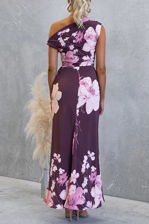 Isabelle Asymmetrical Floral Maxi Dress Purple 5