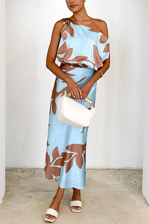 Margot Off-Shoulder Print Maxi Dress Blue 1