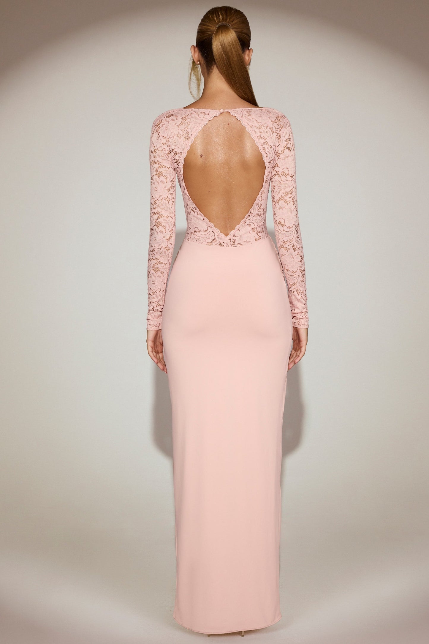 Valentina Lace Maxi Dress Neck Maxi Dress in Pink 7
