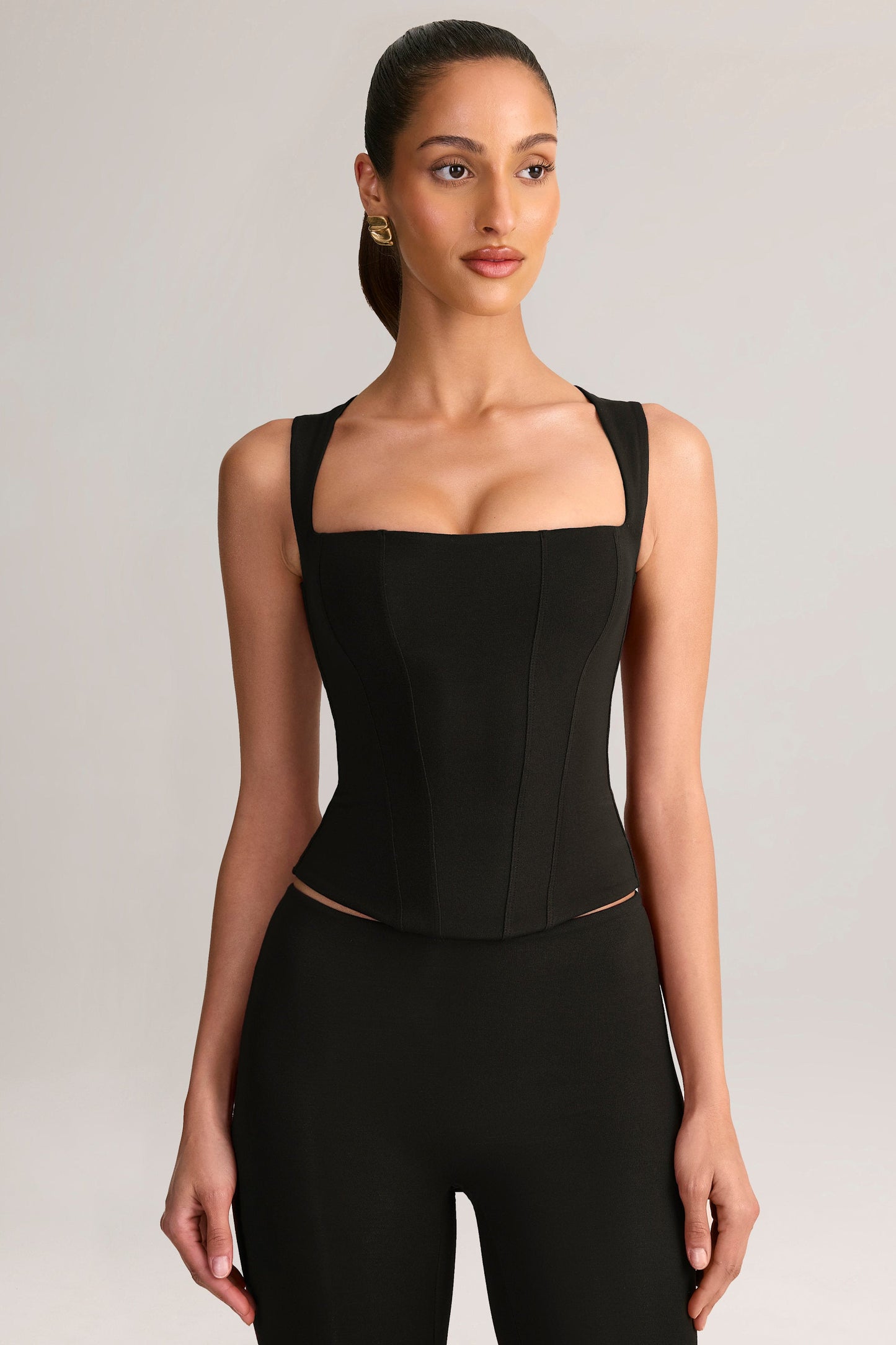 Ainslee Square Neck Midi Dress Neck Top in Black 5