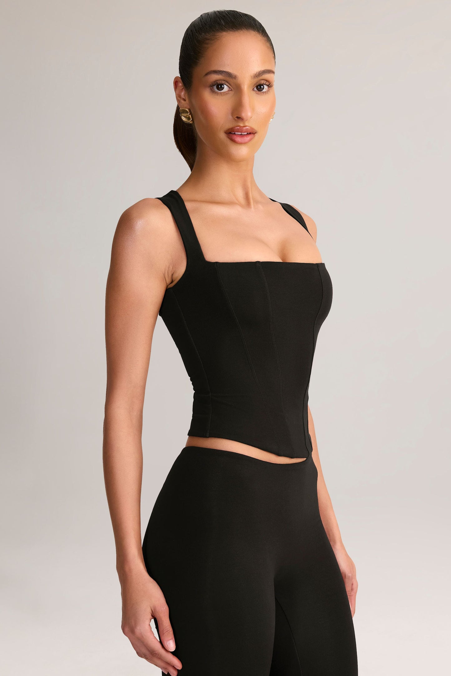 Ainslee Square Neck Midi Dress Neck Top in Black 7